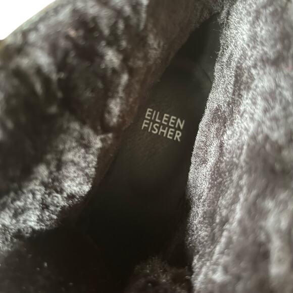 Eileen Fisher Alpine Shearing Leather Lace-Up Wedge Booties Women's‎ 8.5 Black - Picture 9 of 9
